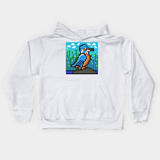 Kingfisher Pixel Painting Kids Hoodie